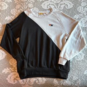Aviator Nation Colorblock Black and White Unisex Crewneck Sweater ~ Size Large